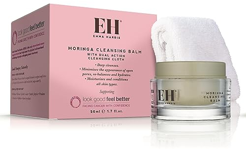 Emma Hardie 50ml Moringa Cleansing Balm with Cleansing Cloth Set, No-Rinse Formula Removes Face & Eye Make Up, Moisturizes & Hydrates the Skin, Natural & Cruelty Free, For All Skin Type