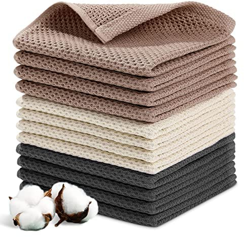 YUTUY Geschirrtücher 100% Baumwolle,Küchentücher 12er Set 34x34cm,Handtuch Set Weiche Geschirrhandtücher Küchenhandtücher Saugfähig Dicke Premium Geschirrtuch Spüllappen Putzlappen
