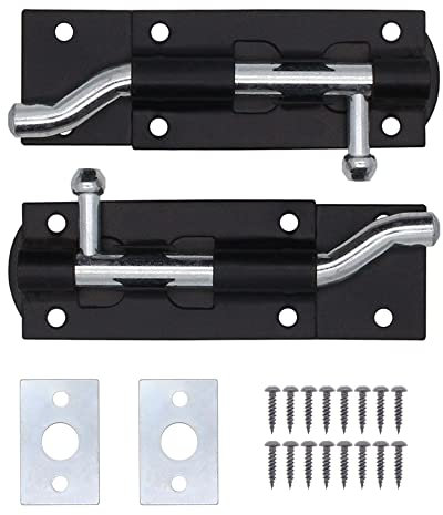 EAI Heavy Duty Necked Tower Bolt | 4 Inch | Black | Fixings Included | Pack of 2