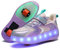 Skridsko Rollschuhe Schuhe Mädchen Jungen mit Rollen Skateboardschuhe, Verstellbar Jugend Schuhe mit Rollen, Turnschuhe mit Rollen für Kinder mit LED Blinkend