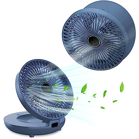 USB Desk Fan, Standing or Wall Mount Design, Electric Quiet Powerful Cooling Fan, 90° Adjustable, Portable 3 Speeds Foldable Personal Fan, Desktop Table Wall Mount Fan for Home Office Kitchen, Blue