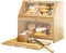BMOSU Bread Box with Cutting Board Kitchen Bread Storage Organizer Farmhouse Countertop Bread Box Double Bamboo Wood Bread Box(Natural)