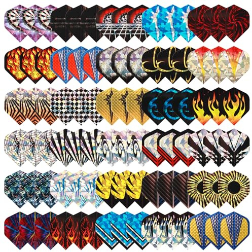 Deetenks 90 Stück Dart-Flights, 30 Sets, langlebig, Standard-PET- und Reflect-Dart-Flights, Ersatz-Federschwanzflügel für weiche Dartpfeile mit Stahlspitze