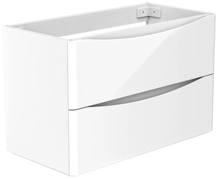 Aica Sanitär Waschbeckenunterschrank 50cm Unterschrank Badschrank Waschtischunterschrank Hochglanz Weiß