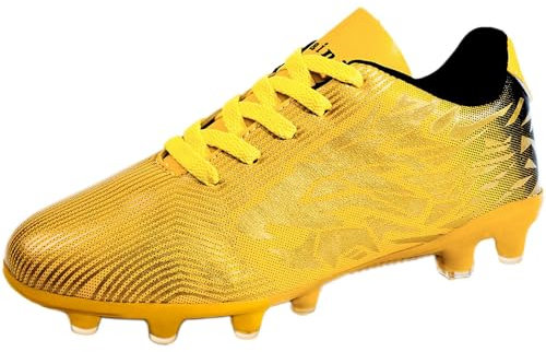 Sainilei Kinder Fußballschuhe Jungen FG/AG Outdoor Fussballschuhe Herren TF Football Professionelle Trainingsschuhe Gold EU37