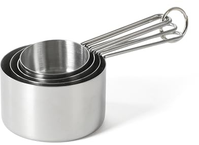Martha Stewart Richburn 4-Piece Stainless Steel Measuring Cups Set – Durable and Accurate Kitchen Measuring Tools for Baking and Cooking