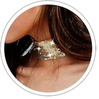 Atentuyi Gold Kette Metall Netz Choker Punk Pailletten Choker Halskette Kurz Dick Kragen Modeschmuck Für Frauen Und Mädchen