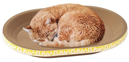Dubbulon Cat Scratching Board - 2 In 1 Cat Scratcher Cardboard Bowl Nest | High-Density Cat Scratching Board | Corrugated Cat Scratching Board | Cat Scratching Lounge Bed For Furniture Protection