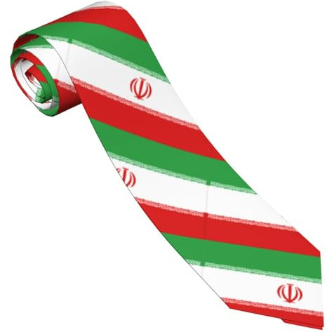 Wpamlrta Modische Nationalflaggen-Krawatte für Herren, bequeme Krawatte für Vatertag, Geburtstagsgeschenk, Business, Urlaub, Flagge des Iran, Einheitsgröße