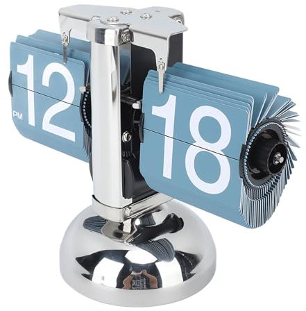 Ejoyous Digitale Flip-Down-Uhr, Retro-Mechanischer Klappuhr mit internem Getriebe, Große Zifferanzeige Faltbare Uhr 12H Kleine Schreibtischuhr für Zuhause Dekoration (Blue)