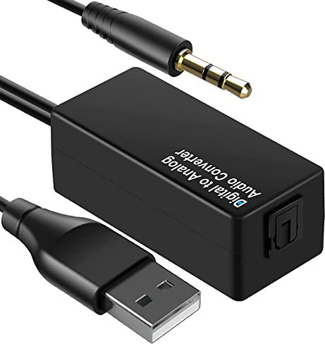 QuirkyLiving 192KHz Digital to Analog Audio Converter,DAC Digital Optical Toslink to Analog 3.5mm Jack Audio Cable Adapter