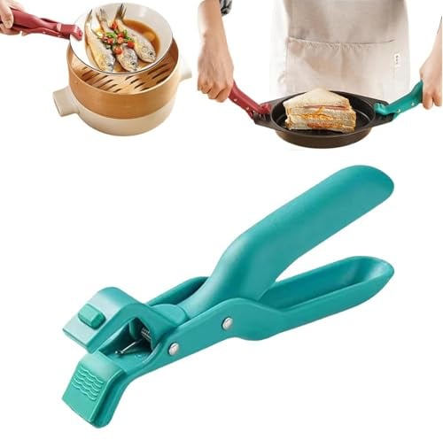 MXZWOC Multi-Purpose Anti-Scald Bowl Holder Clip, Green, 1-Piece, Silicone, Compact (19cm)