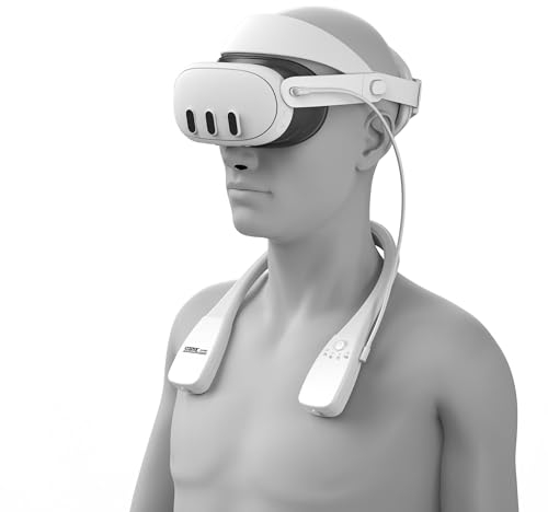 ZEEKOL Akku für Meta Quest 3, 10000 mAh Powerbank zum Aufhängen am Hals für zusätzliche 3–5 Stunden Spielzeit, 18,5W PD-Schnellladegerät für Oculus Quest 3/2/Pro, PSVR 2, Pico 4/4 Pro, HTC Vive (Weiß)