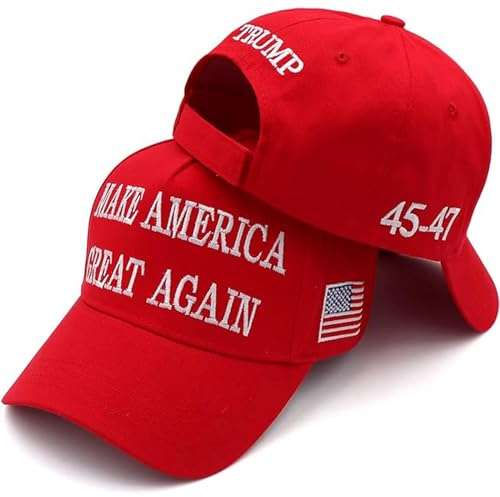 Trump Hat 2024 MAGA 45 47 Make America Great Again Mit USA-Flagge Cap Merchandise Geschenk für Damen Herren, Rot, Einheitsgröße