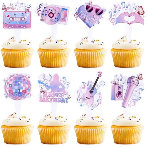 Blumomon 32 beliebte Sänger-Cupcake-Topper, Musik-Themen-Party-Dekorationen für Geburtstag, Hochzeitsfeiern