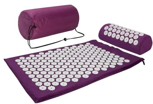 Acupressure Purple Akupressur Set Akupressurmatte, Akupunkturpunkt Massagekissen, Linderung von Nacken und Rückenschmerzen, Muskelentspannung und Stressabbau, Ischiasentlastung, Lila Weiß