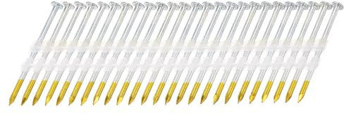 sourcing map 500Pcs 21 Degree 0.113 x 2-3/8 Framing Nails, Galvanized Carbon Steel Plastic Collated Nails for Furniture/Constructions, Color Zinc