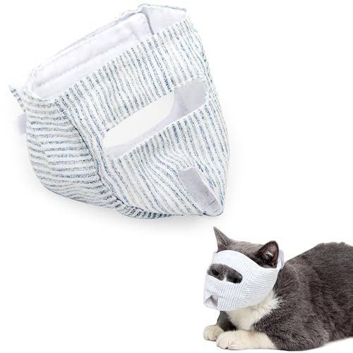 Niuhong Katze Maulkorb Barren Katzenpflege Anti-Beißen Verstellbarer Atmungsaktive Verhindern Beißen Kauen Gesichtsschutz Klare Weicher Katze Baden Pflege Rasieren Schneiden Nägeln (M)