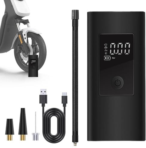 Pompa d'aria wireless per auto, Gonfiatore per pneumatici wireless, Compressore d'aria ricaricabile, Pompa d'aria con display digitale, Pompa d'aria portatile, Gonfiatore per pneumatici con ugelli,