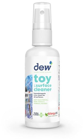 DEW Toy and Surface Antibacterial Cleaner Spray, 65 milliliters | 100% Natural, Baby & Adult Safe, Kills 99.995% Germs, Safe if ingested, Bleach & Alcohol Free | Hypochlorous Acid