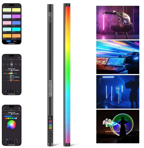 NEEWER Tube Lumineux RGB, éclairage Vidéo LED 30W, Stick Lumineux Couleur RGBWW avec 18 Scènes 7 Effets Pixels 2500-10000K CRI97/TLCI98 6000mAh, ContrôLe APP/2,4G/DMX pour Photo & Vidéo, TL90C