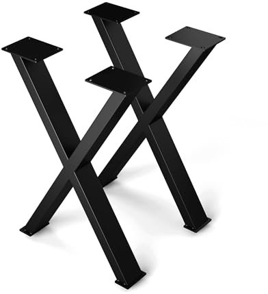 blumfeldt UrbanFodge X Pieds de Table – Pieds en Acier Noir Mat, Design Moderne en X, capacité 200 kg, 71 cm de Hauteur, idéal pour projets DIY & Ambiance loft