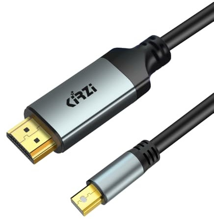 Kirzi 4K Mini DisplayPort to HDMI Cable [4K 30Hz, Aluminum Shell] UHD Thunderbolt to HDMI Cable, Mini DP to HDMI 6.6ft, Compatible for MacBook Air/Pro, Surface Pro, iMac Series, XPS (15ft)
