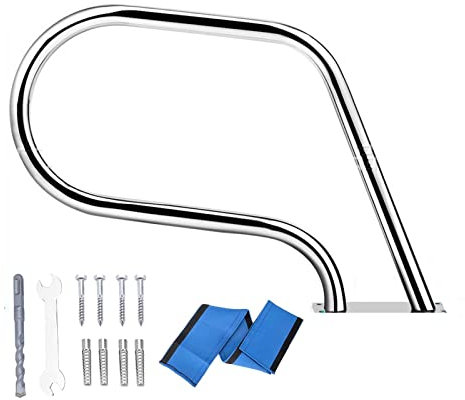 Barandilla de acero inoxidable para piscinas enterradas, fácil montaje rápido, acabado plateado