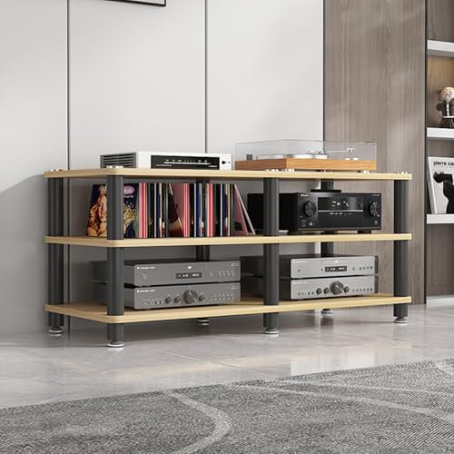 Audio Rack 4 Etagen Audio Video Tower 70cm High Amplifier Rack with Removable DVD/CD Turntables Ideal for Speakers Amplifiers Receiver and Game Consoles