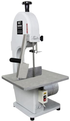 Knochensäge Elektrisch mit Edelstahltisch Profi Metzger Schneidemaschine Bandsäge Gastro-Fleischsäge Fleischerbandsäge | 750 W | Schneiddicke: 4-180mm