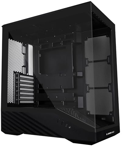 Lian Li V100 ATX Mid-Tower PC Case, LED RGB Strip, Display Platform Design with Tempered Glass, Support 420mm GPUs, 360mm Radiator, Side I/O & Optimized Airflow, Dust Filiter - Black (V100X)
