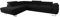 Ecksofa Luna mit Schlaffunktion und Bettkasten – 275x202 cm – verstellbare Kopfstützen – Liegefläche 193x125 cm – Couch – Schlafsofa – L-Sofa mit Stauraum (Monolith 95 Schwarz, Seite: Links)