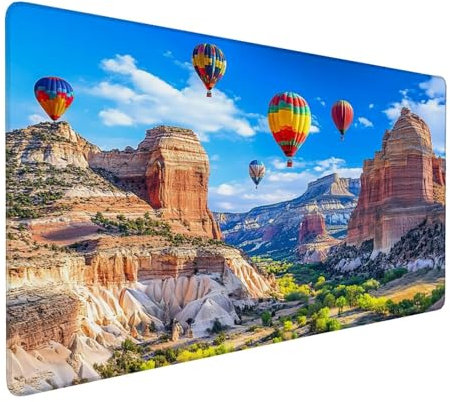 Tapis de Souris Bleu Tapis de Souris Gaming XXL Montgolfière (1) Mouse Pad avec Imperméable et Antidérapante Résistant sous Main Bureau pour PC Bureau,Travail,Jeux,Hommes Cadeaux 1600x800x3mm J1-867