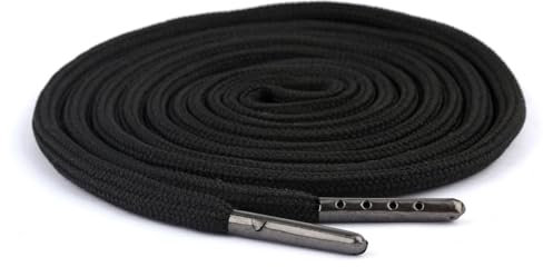 Cordoncino di ricambio con coulisse di 5 mm di diametro, con cappuccio nero con estremità in metallo, cordoncini di ricambio per pantaloni sportivi da jogging, lunghezza 130 cm