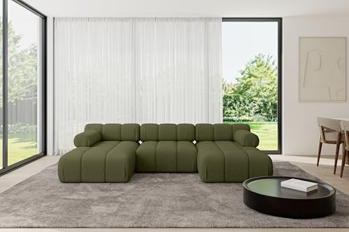 ALTDECOR Modulares Sofa Ecksofa in U-Form Corner modular Sofa Eckcouch Couch Wohnlandschaft Cauchsofa Polstersofa Tesso-U1-285x160x70 cm Grün
