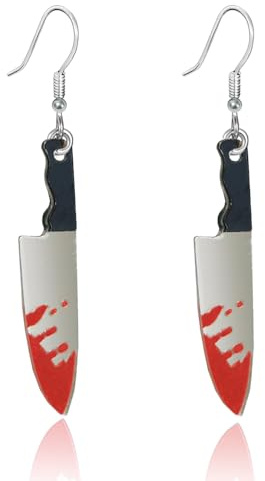 Halloween Earrings, Bloody Knife Dangle Earrings, Thriller Knife Drop Earrings, Earrings Bloody Knif, Halloween Jewelry, Acrylic, Spooky jewelry for Women Girls Hallowen Gifts Party
