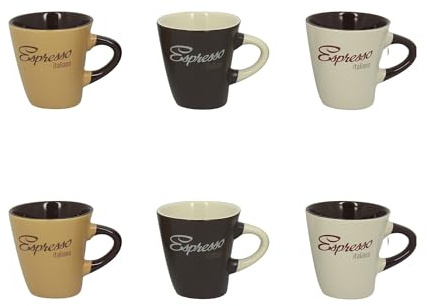 NOVASTYL - Lot 6 tasses expresso italiano 15cl en grès 3 couleurs assorties - 2414211