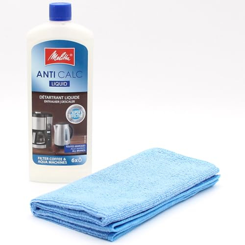 PakTrade Liquid Descaler for Filter Coffee Machines + Microfiber Cloth compatible with Melitta OPTIMA TIMER - 6613648, SINGLE 5-6729592 - 250 ml - Accessories