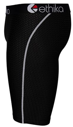 Ethika Herren-Boxershorts, knielang, 4-Wege-Stretch-Performance-Unterwäsche mit Grafik-Prints - Flow Black