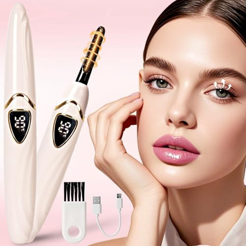 S600 Wimpernzange Beheizbar, USB Wiederaufladbar Heated Lash Curler Intelligente Power Off Electric Wimpern Curler mit LED Display Wimpernformer für Anfänger und Makeup-Profis, Rosa