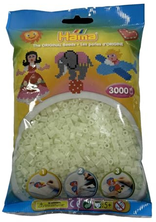Hama Perlen 201-55 Bügelperlen Beutel mit ca. 3000 Midi Bastelperlen mit Durchmesser 5 mm in Nachtleuchtend, kreativer Bastelspaß für Groß und Klein