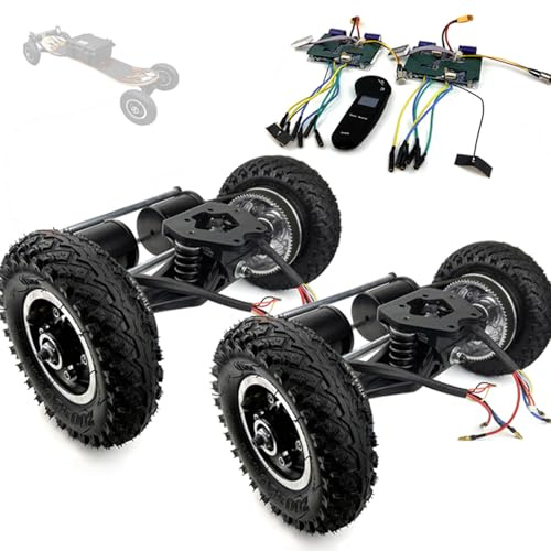 HDaspijh Mountain Skateboard Conversion Kit with Stronger Motor Bracket Off Road Board Truck with 190KV N63 Motor, 2/4 Wheels Drive Off-Road Skateboard, 8 Tires & LCD Display Remote 4WD