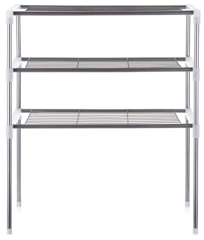 Akozon Stainless Steel Chopping Board Holder Stand Organize Cutting Boards Utensils And Pot Lids With Anti Slip Design Kitchen Storage Solution (3-Tier)