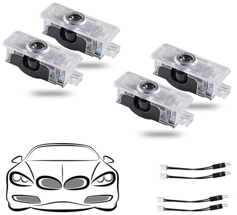 4 Pack LED Car Door Logo Lights – Wireless Welcome Puddle Lights with Ghost Shadow Projection for 3/5/6/7 Series, X1/X2/X3/X4/X5/X6/X7, Z/M/GT Series