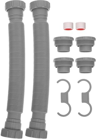 DIYEAH Tubo Flessibile per Lavandino Doppia Filettatura Interna 45mm in Plastica, Kit di Scarico Estensibile Staffa e Adattatore per Cucina e Bagno