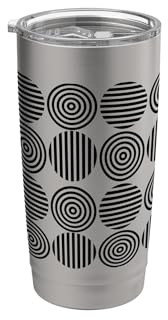 Konzentrische Kreise Streifen weiß schwarz Bauhaus Formen Mania Doppelwandiger Edelstahl-Thermobecher