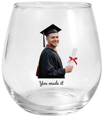 FPFNFSVI Bicchieri da vino personalizzati con foto Classe 2026 per lui e lei: calici senza stelo, regalo di laurea, tazze personalizzabili e ricordi unici per feste e celebrazioni.
