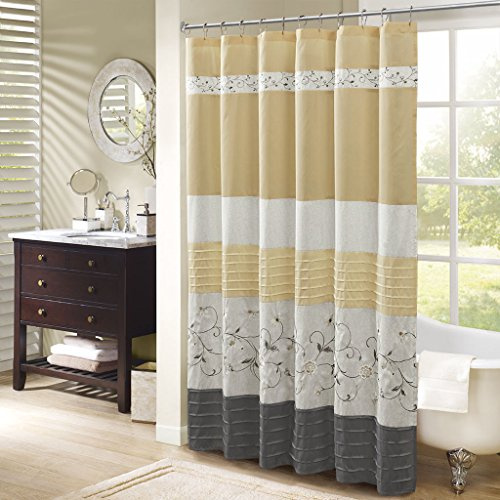 Madison Park Serene Shower Curtain for Bathroom, 72 x 72, Yellow