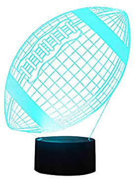 KINGCOO 3D Illusion Tischlampe Nachtlampe, LED 7 Farben ändern Touch Switch Schreibtischlampe Nachtlichter Schlummerleuchten für Kinder Valentinstag Geburtstags Geschenk (Rugby-1)