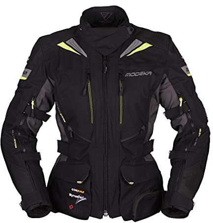 Modeka Panamericana Damen Motorrad Textiljacke (Black/Neon,40)
